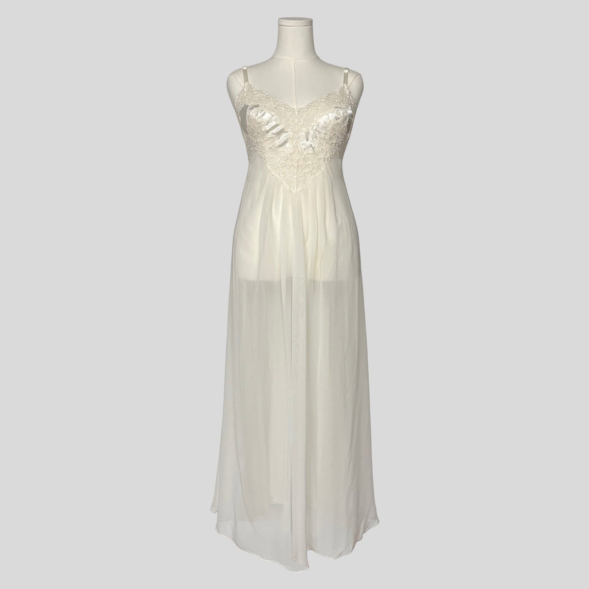 Sheer embroidered lace bust bridal gown