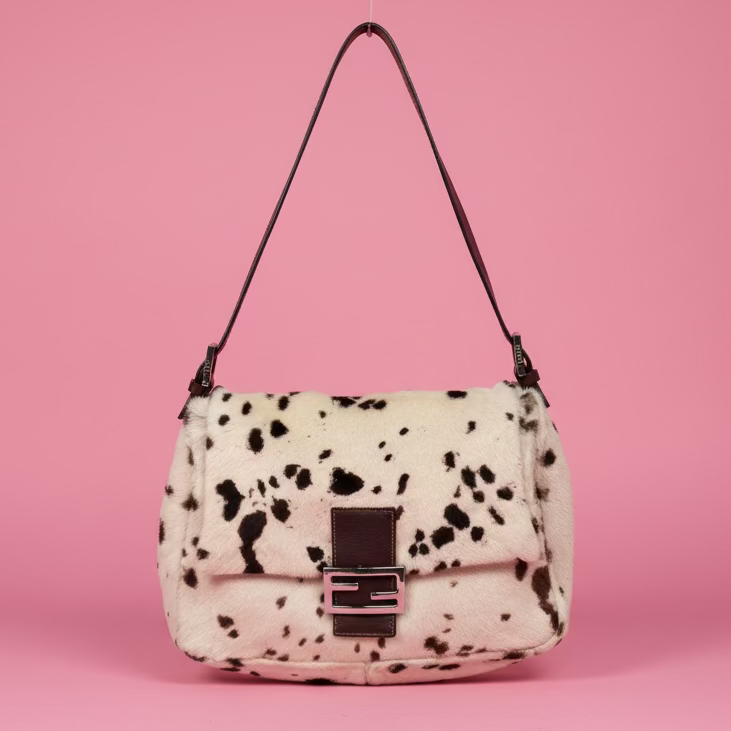 Fendi Mamma Baguette Pony Hair Dalmation Print