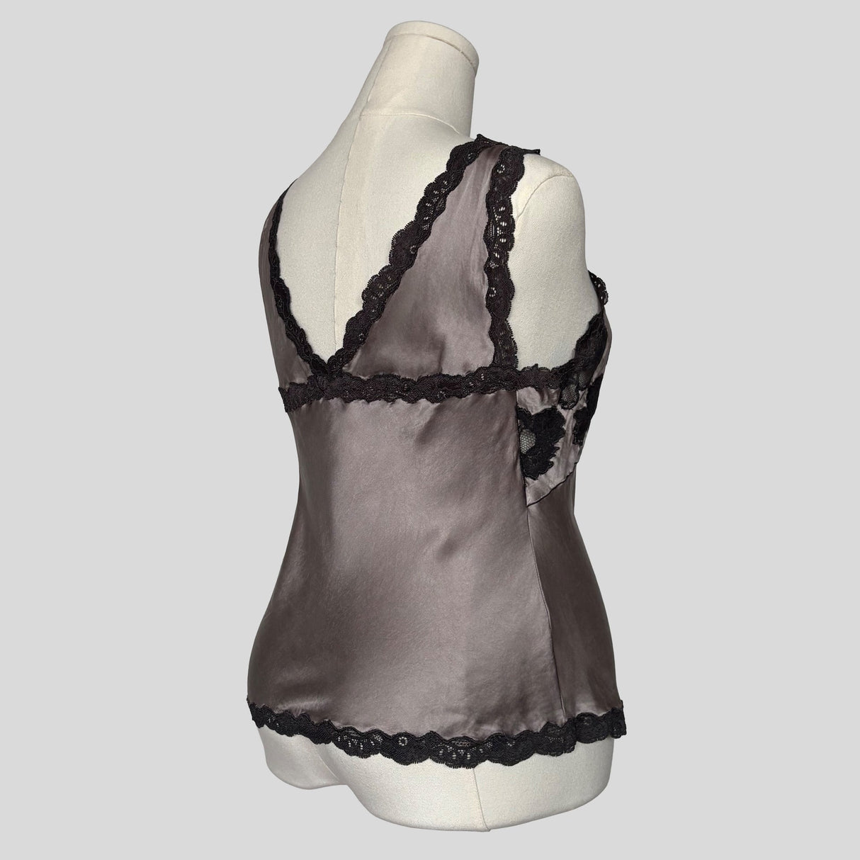 Lace inset silk tank top