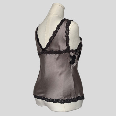 Lace inset silk tank top