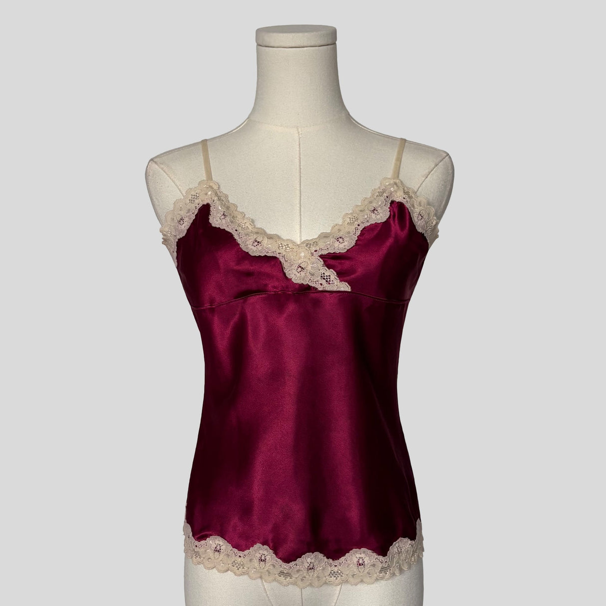 Silky lace trim cami