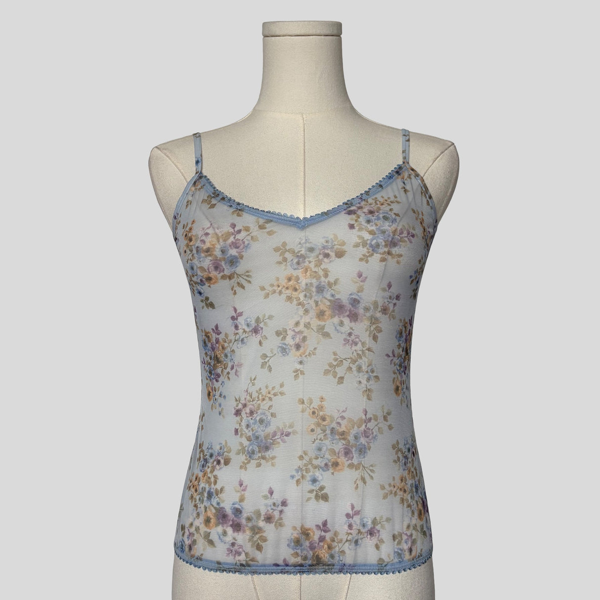 Dainty floral sheer cami in blue