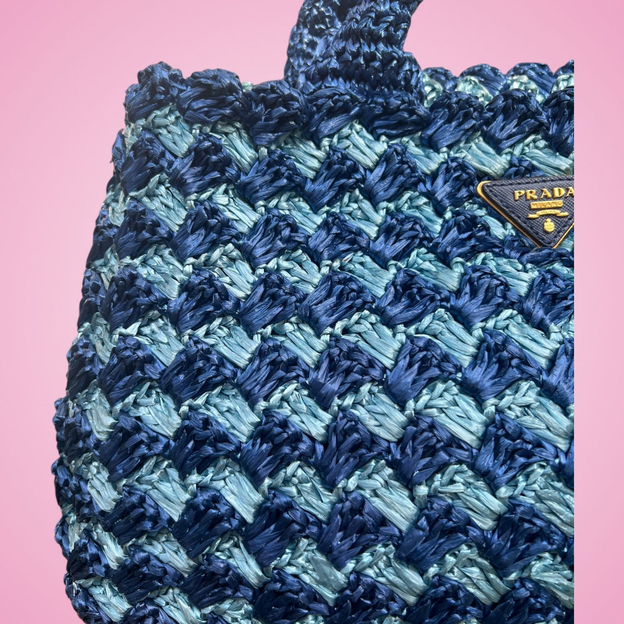 Prada Raffia Canapa Tote Bag Blue