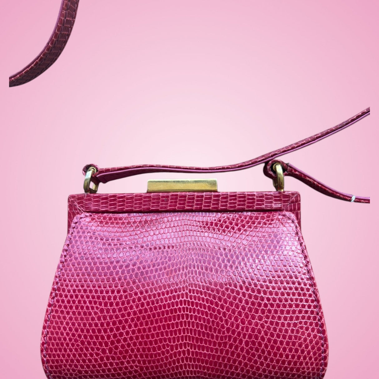 Gucci Tom Ford Era Pink Lizard Crossbody Evening Bag