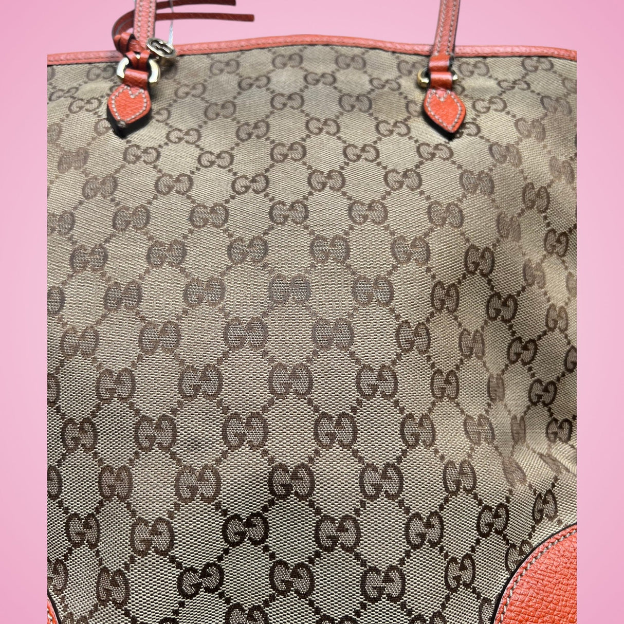 Gucci Bree Monogram Convertible Tote Bag Orange