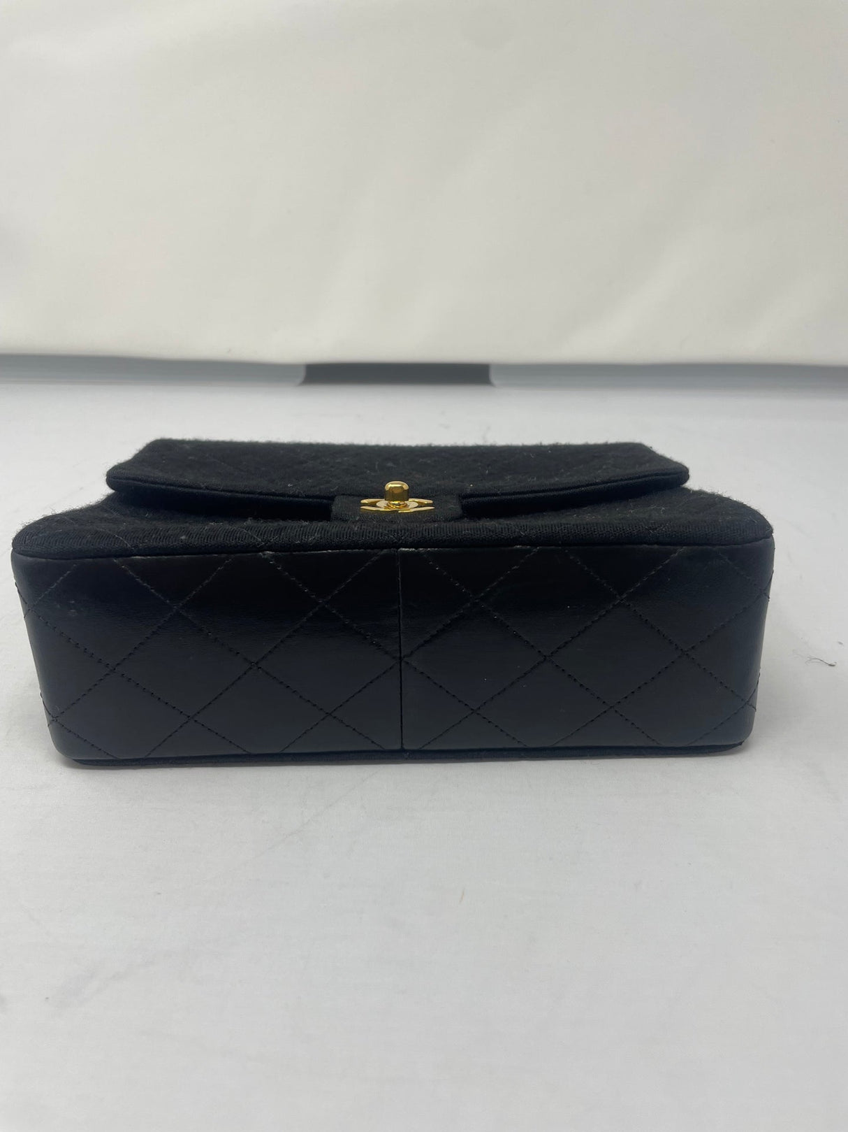 Chanel Cotton Timeless Classic Quilted Single Flap Shoulder Bag Chain Gold Hardware