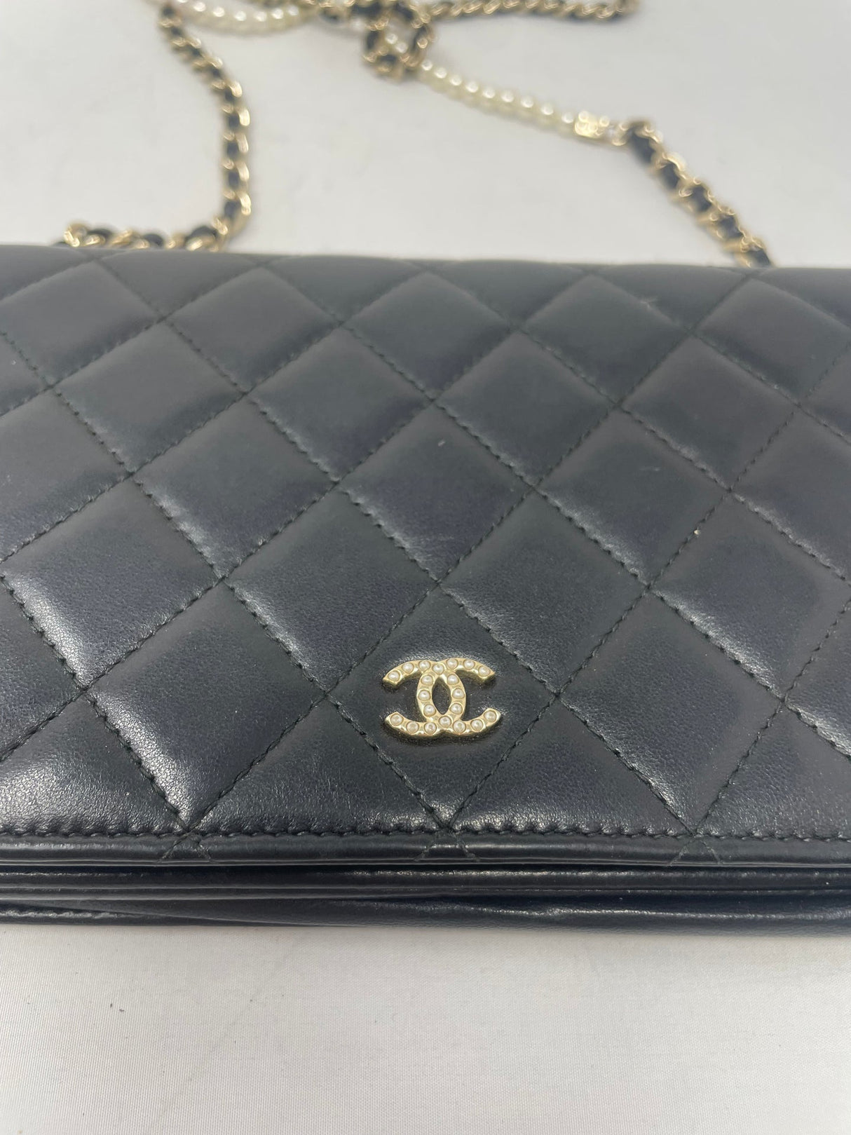 Chanel Black Wallet on Chain with Pearl Details