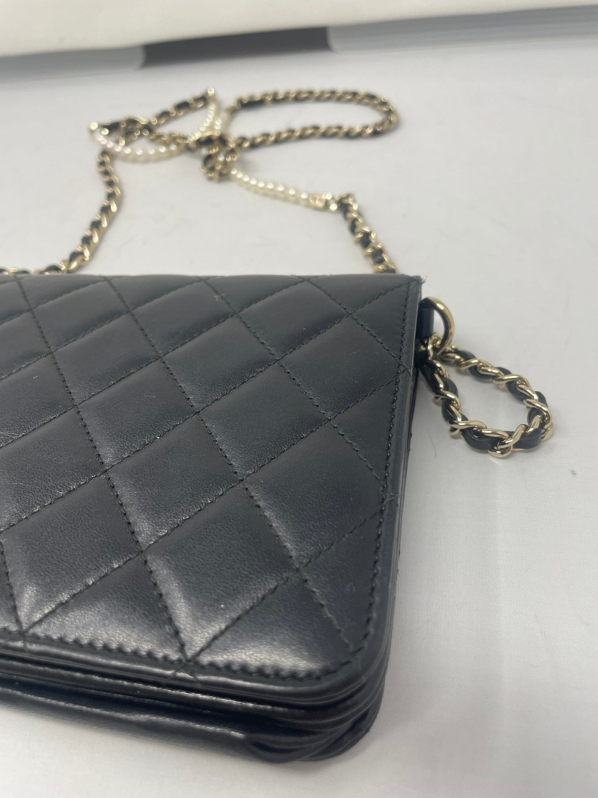 Chanel Black Wallet on Chain with Pearl Details