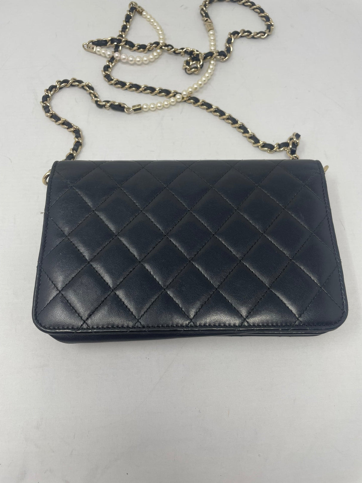 Chanel Black Wallet on Chain with Pearl Details