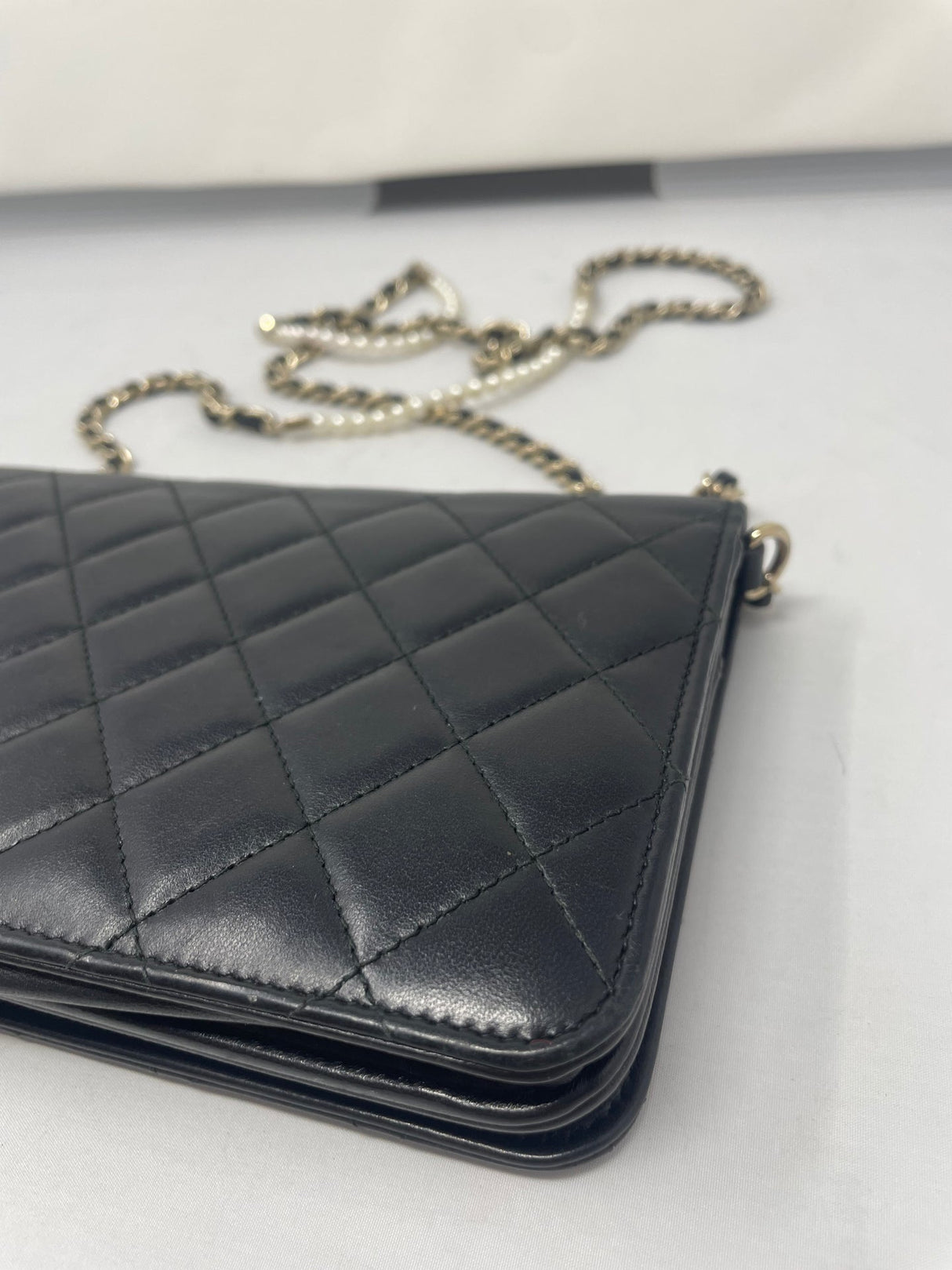 Chanel Black Wallet on Chain with Pearl Details