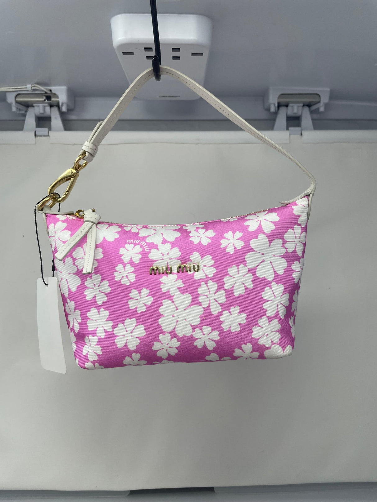 Miu Miu Pink Nylon Floral Mini Bag