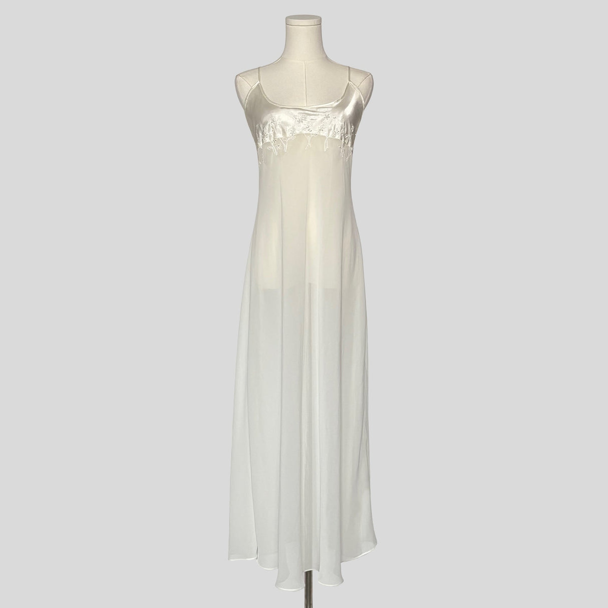 Pearl embellished sheer gown