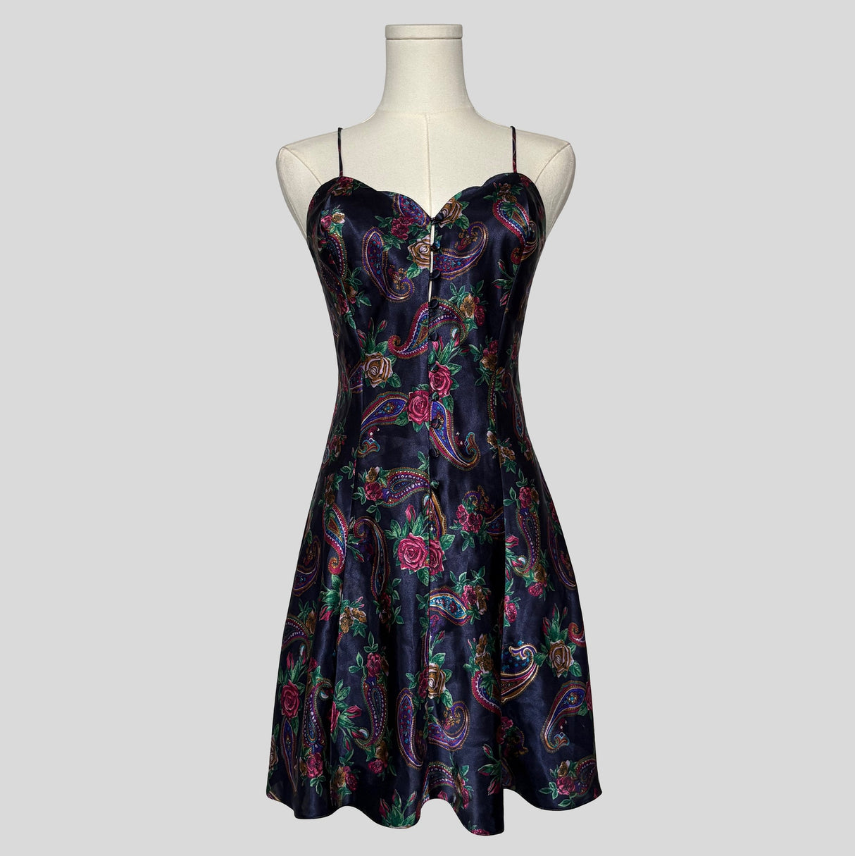Paisley floral button up slip dress