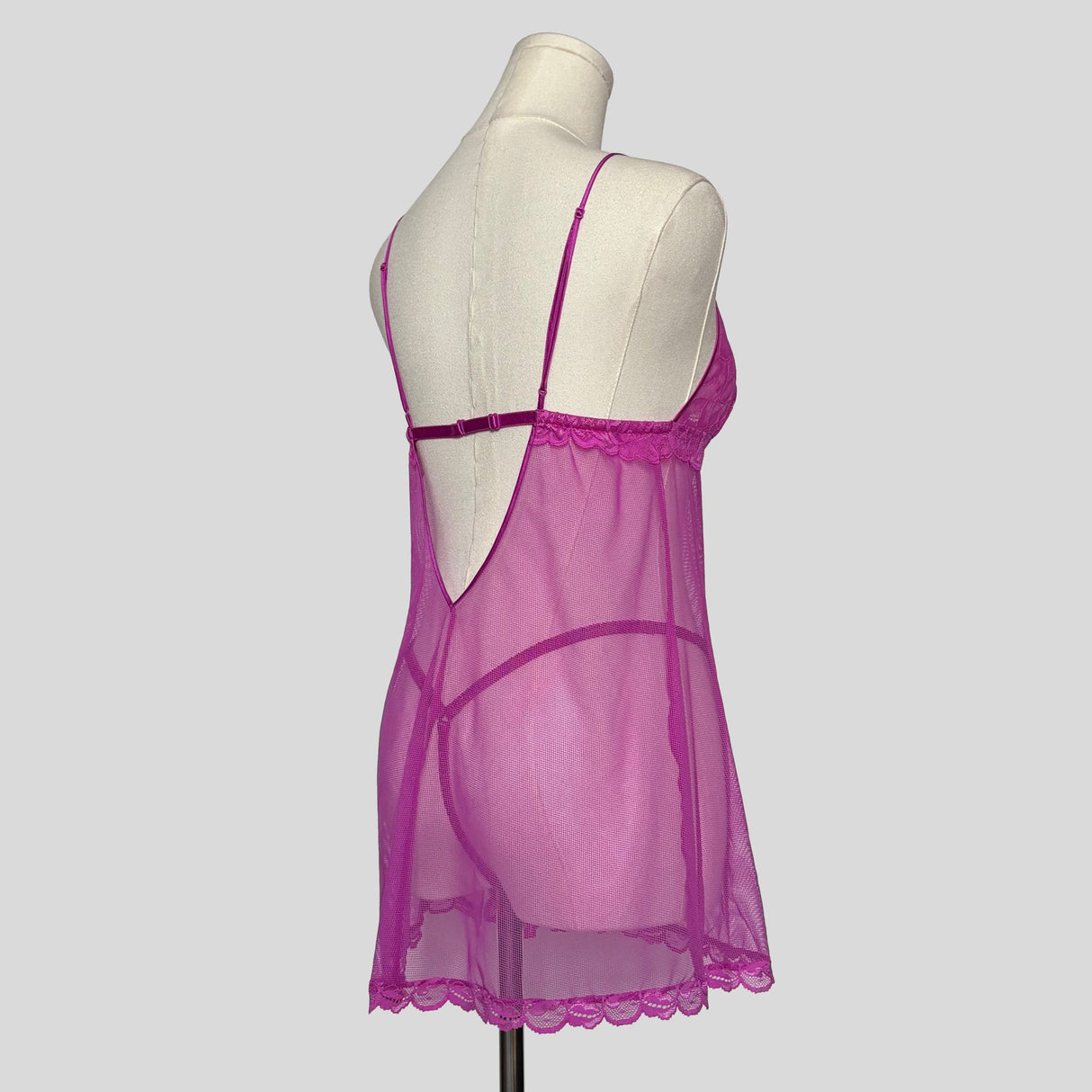 Sheer lace trim dress with matching panties