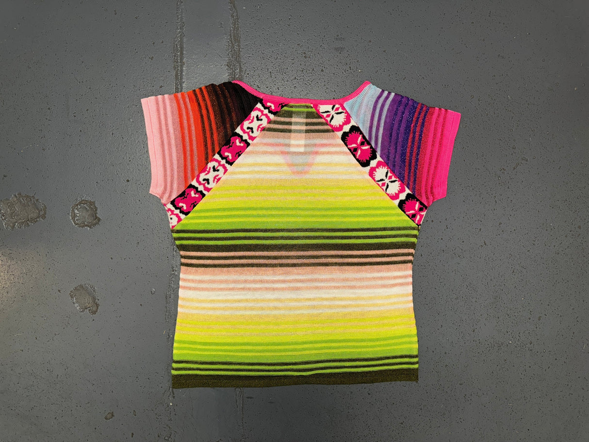CHRISTIAN LACROIX Multicolor Stripe Knit Short Sleeve Top