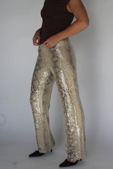 Silk snake print pants