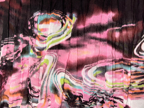 ALBERTO MAKALI Short Sleeve Print Crinkle Top