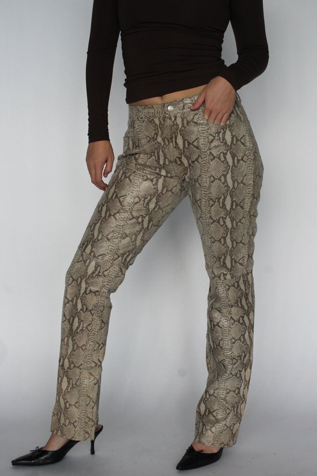 Leather snakeskin pants