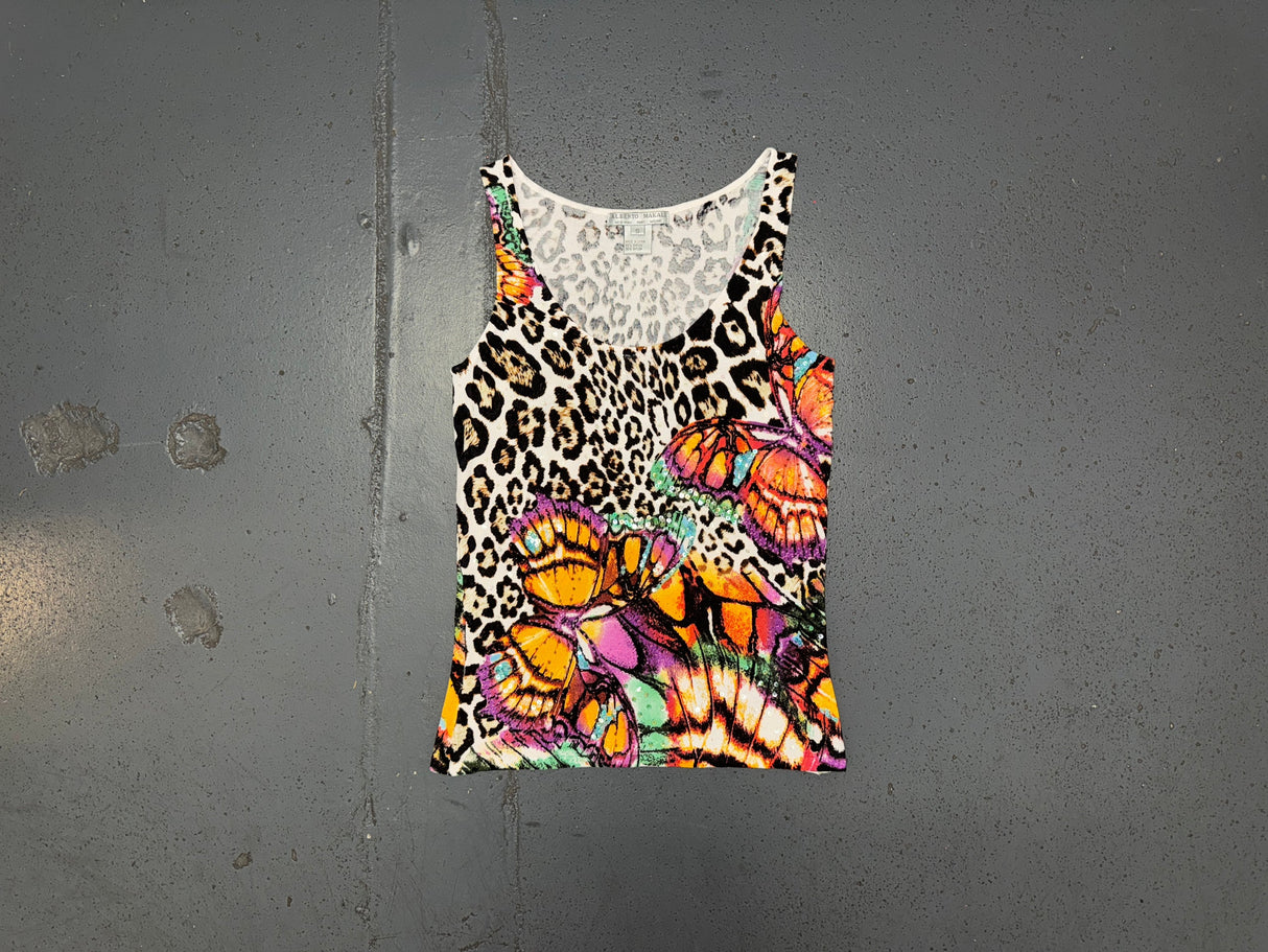 ALBERTO MAKALI Beaded Leopard Top and Cardigan Set