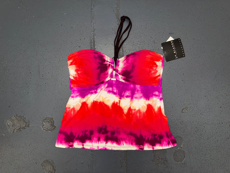 LA BLANCA Brown and Tie Dye Swim Tankini and Skirt