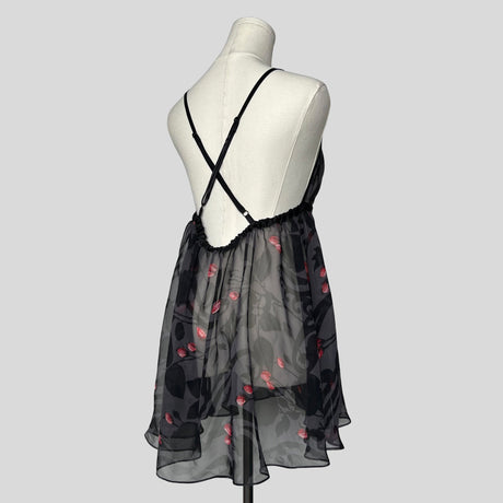 Backless sheer floral babydoll dress