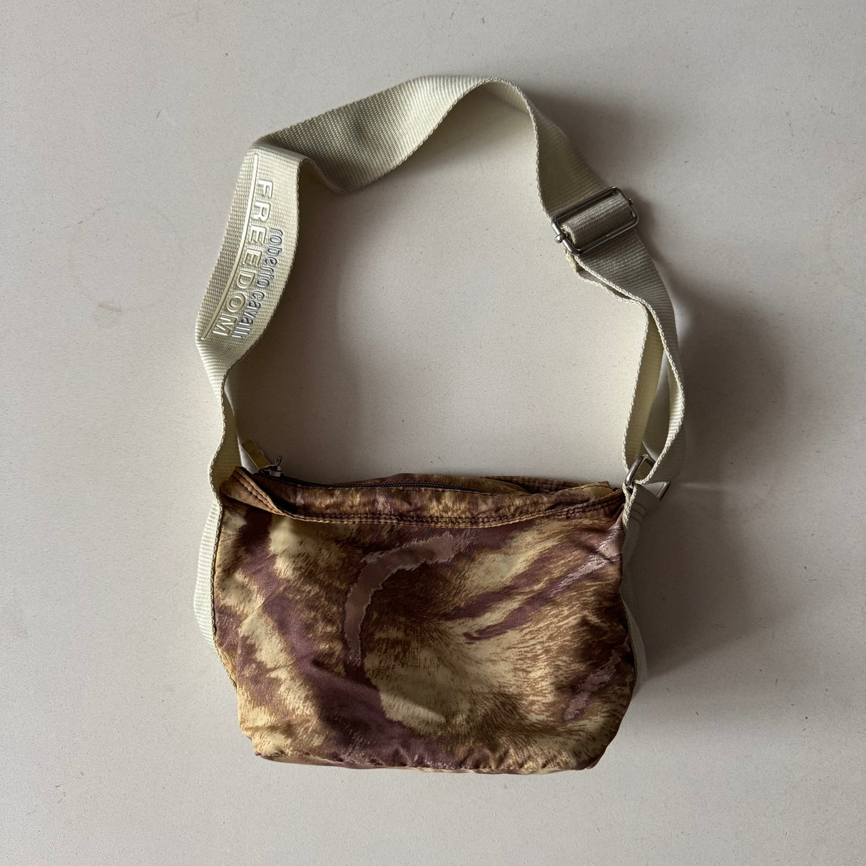Just Cavalli Tan Zebra Nylon Mini Bag