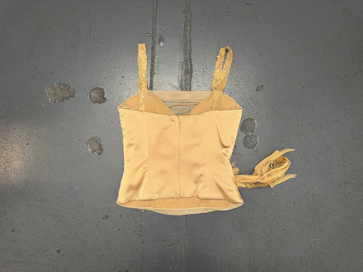 BCBG Beige Mesh Corset Top