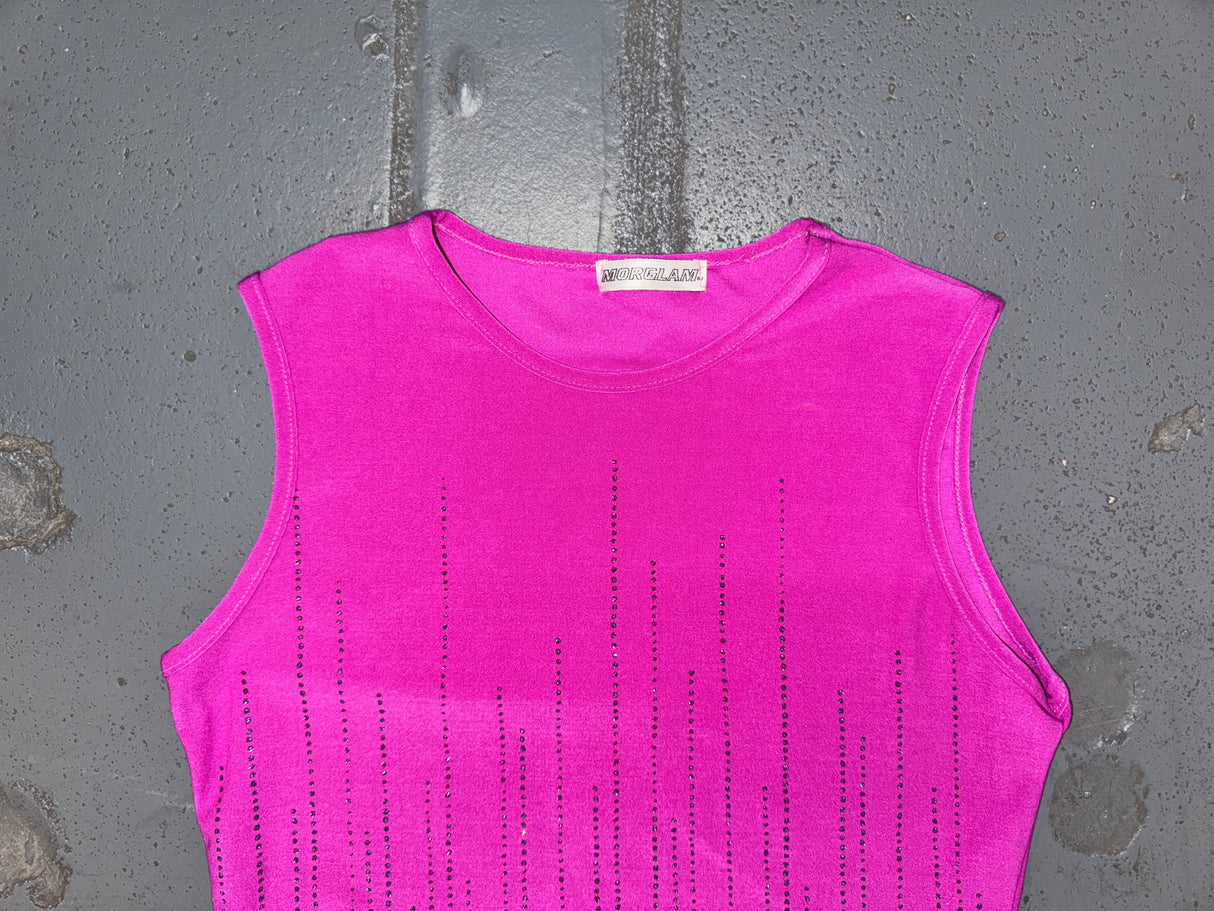 Magenta Sleeveless Glitter Top