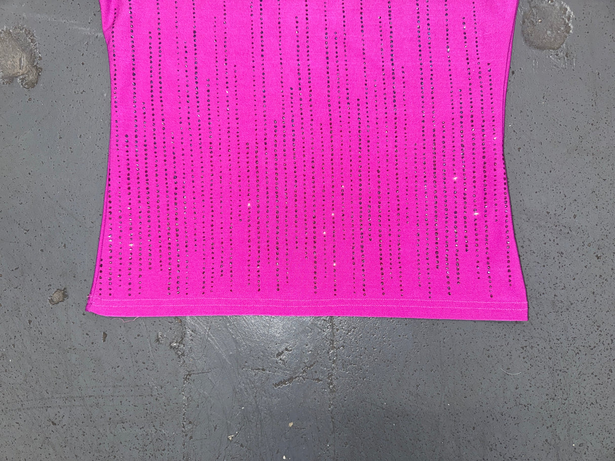 Magenta Sleeveless Glitter Top