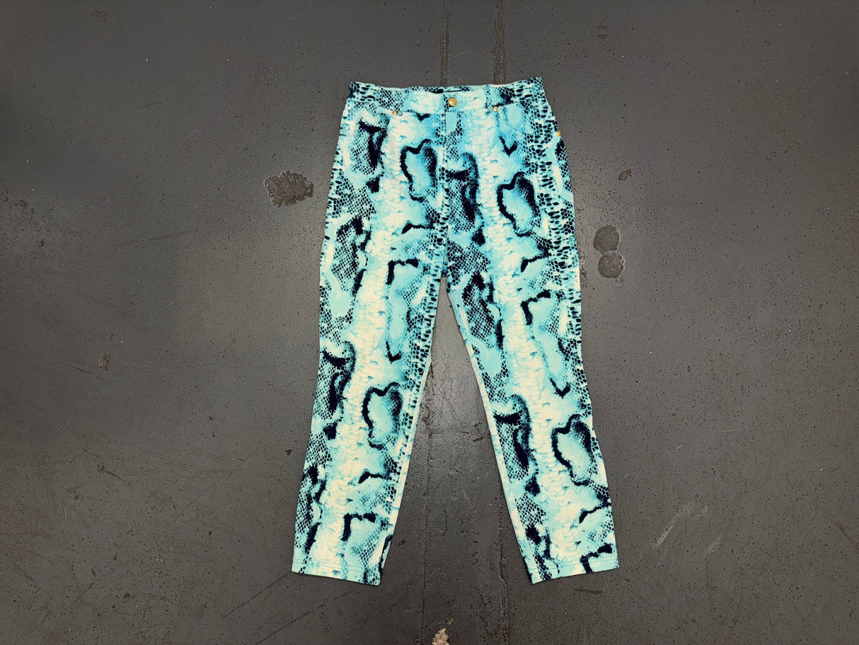 ESCADA Blue Snakeskin Print Capri Pant