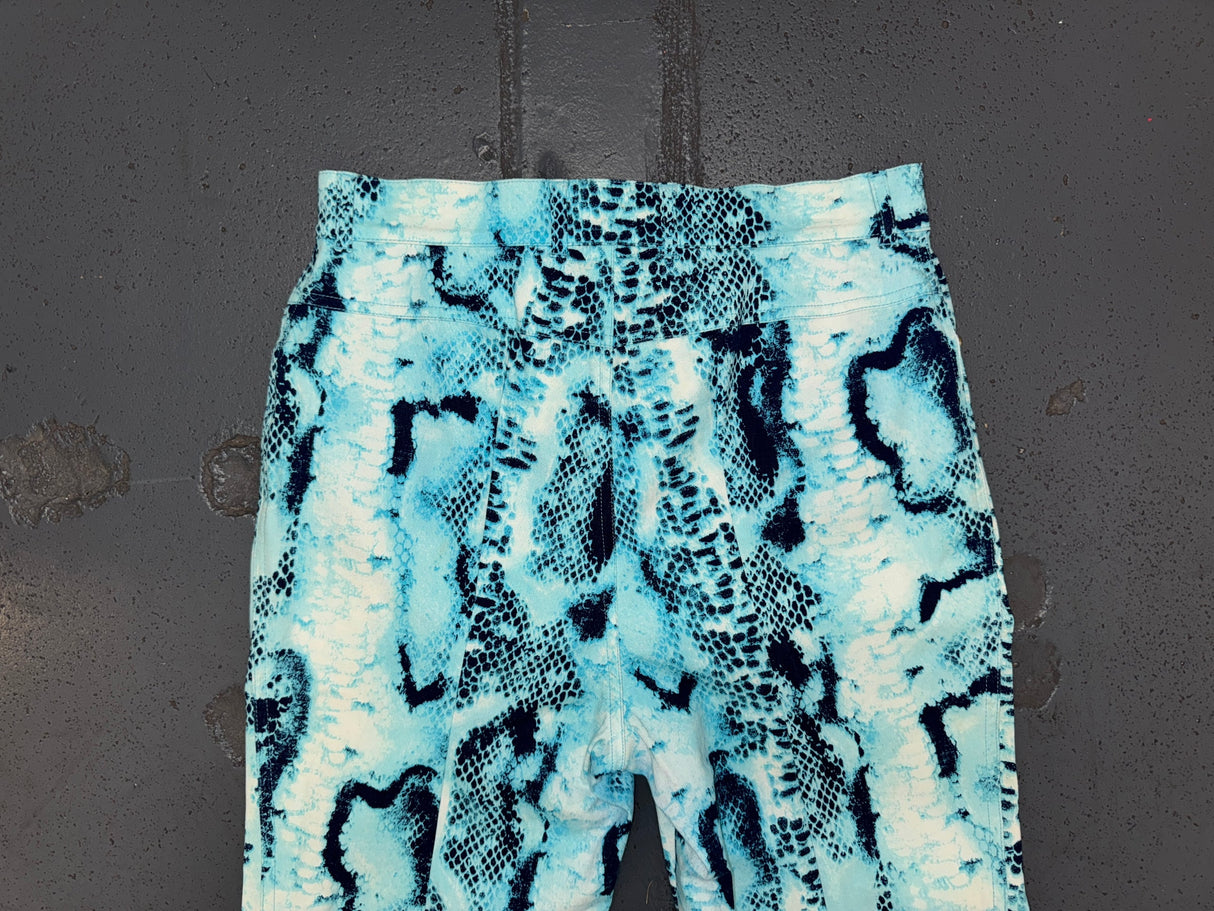 ESCADA Blue Snakeskin Print Capri Pant