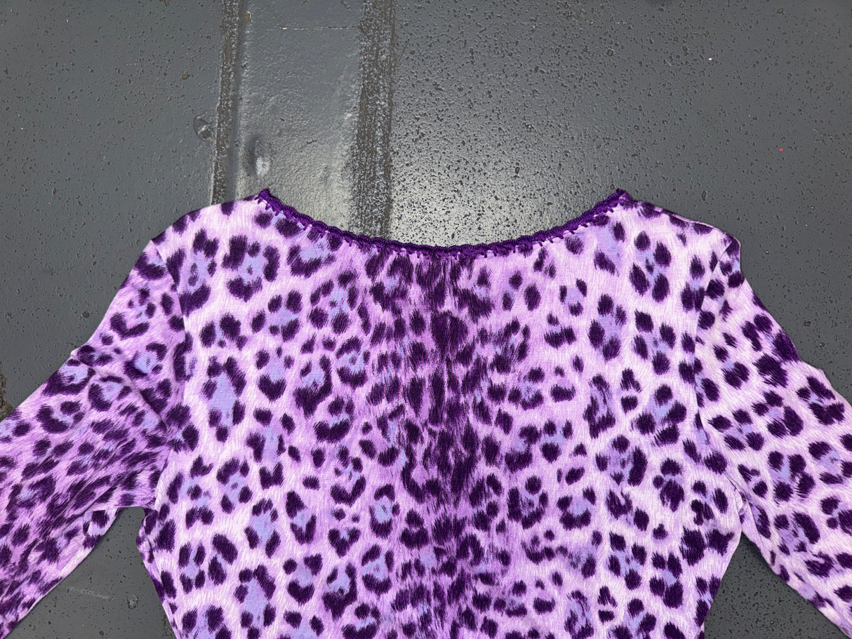 MOSCHINO Purple Leopard Print Cardigan