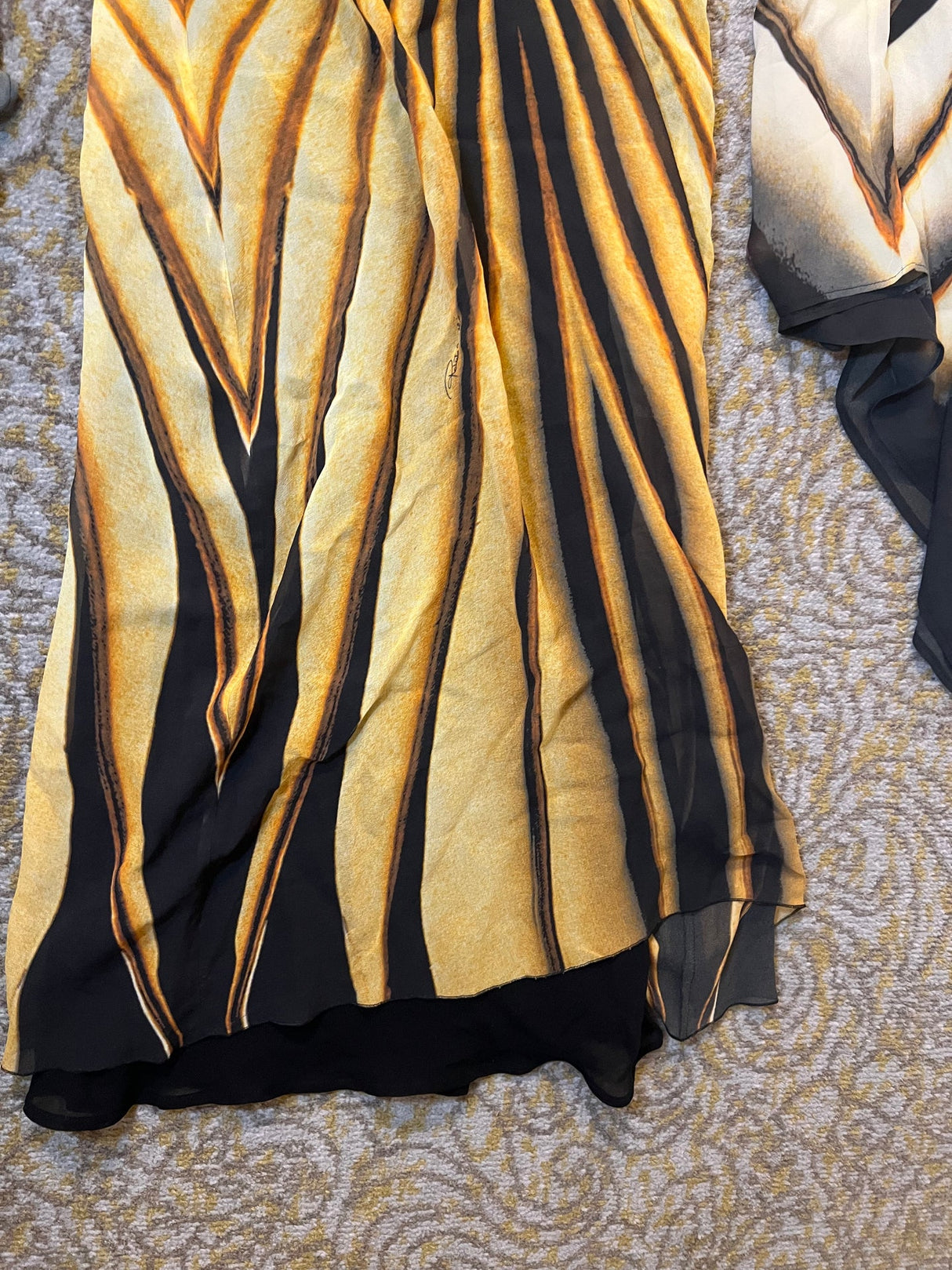 Roberto Cavalli Vintage F/W 2000 Era Zebra Radiating Stripe Silk Dress