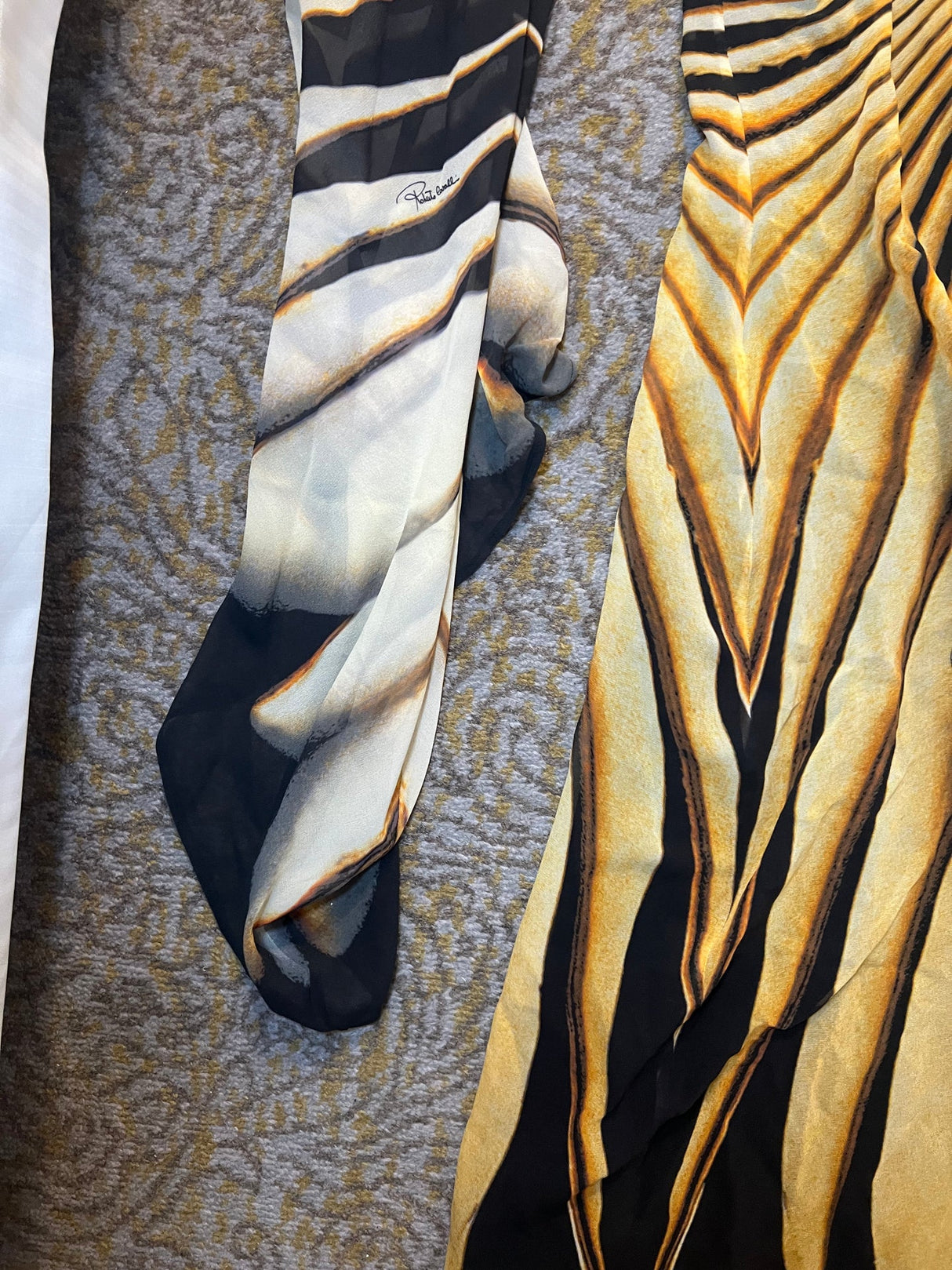 Roberto Cavalli Vintage F/W 2000 Era Zebra Radiating Stripe Silk Dress