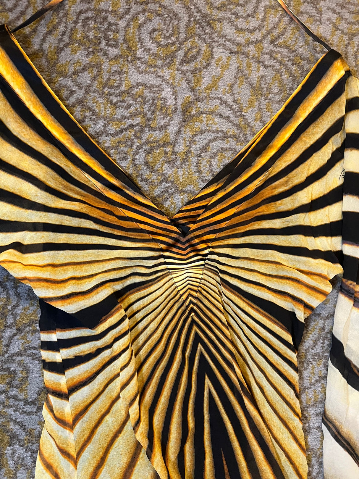 Roberto Cavalli Vintage F/W 2000 Era Zebra Radiating Stripe Silk Dress