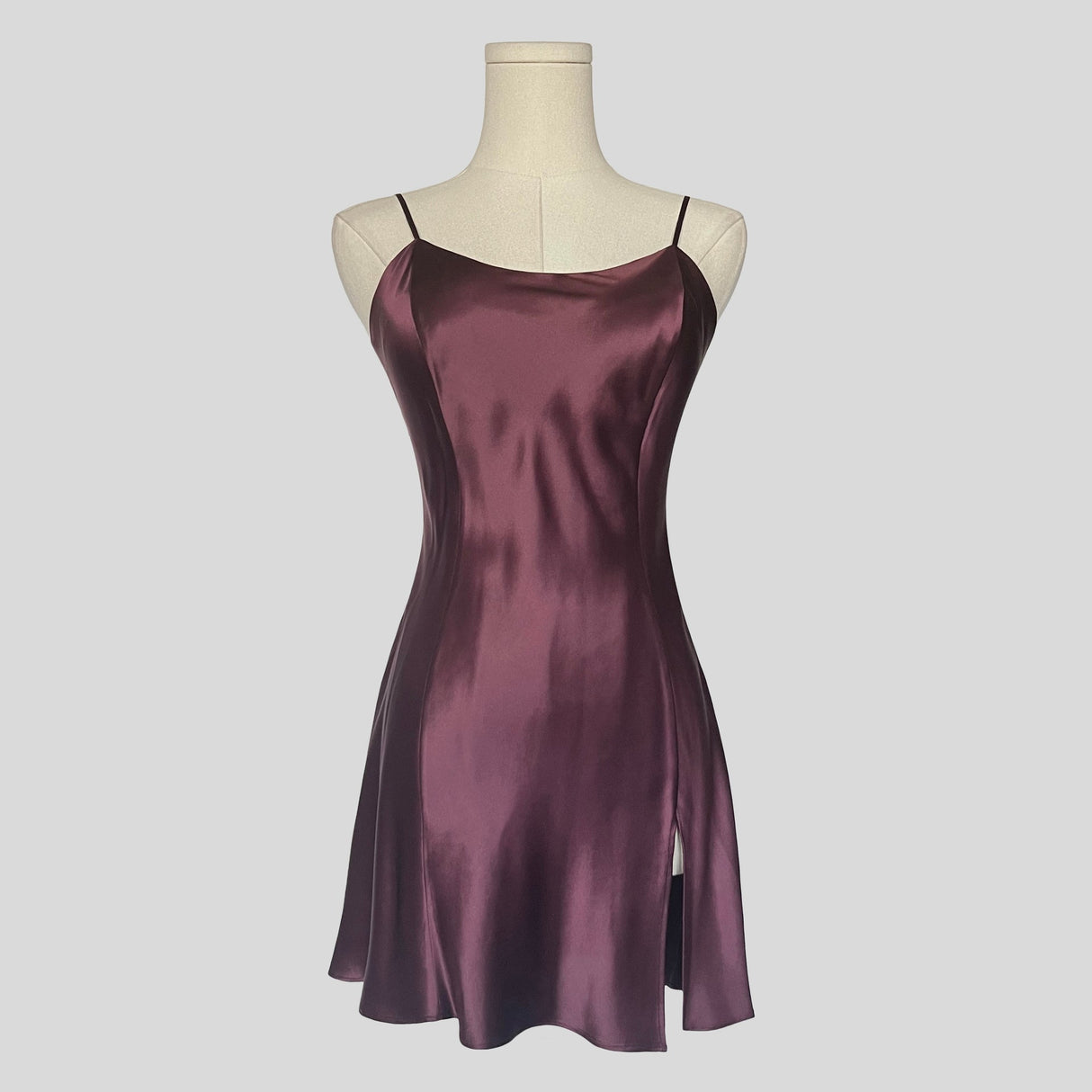 Silk slip dress in wine