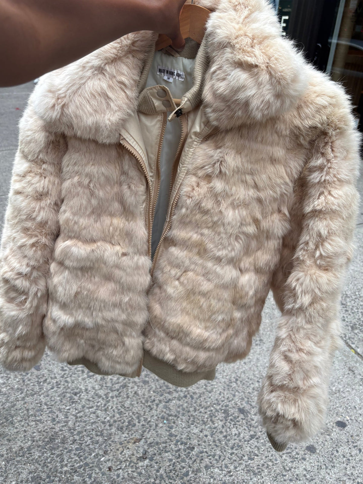 Cream rabbit fur Y2K jacket