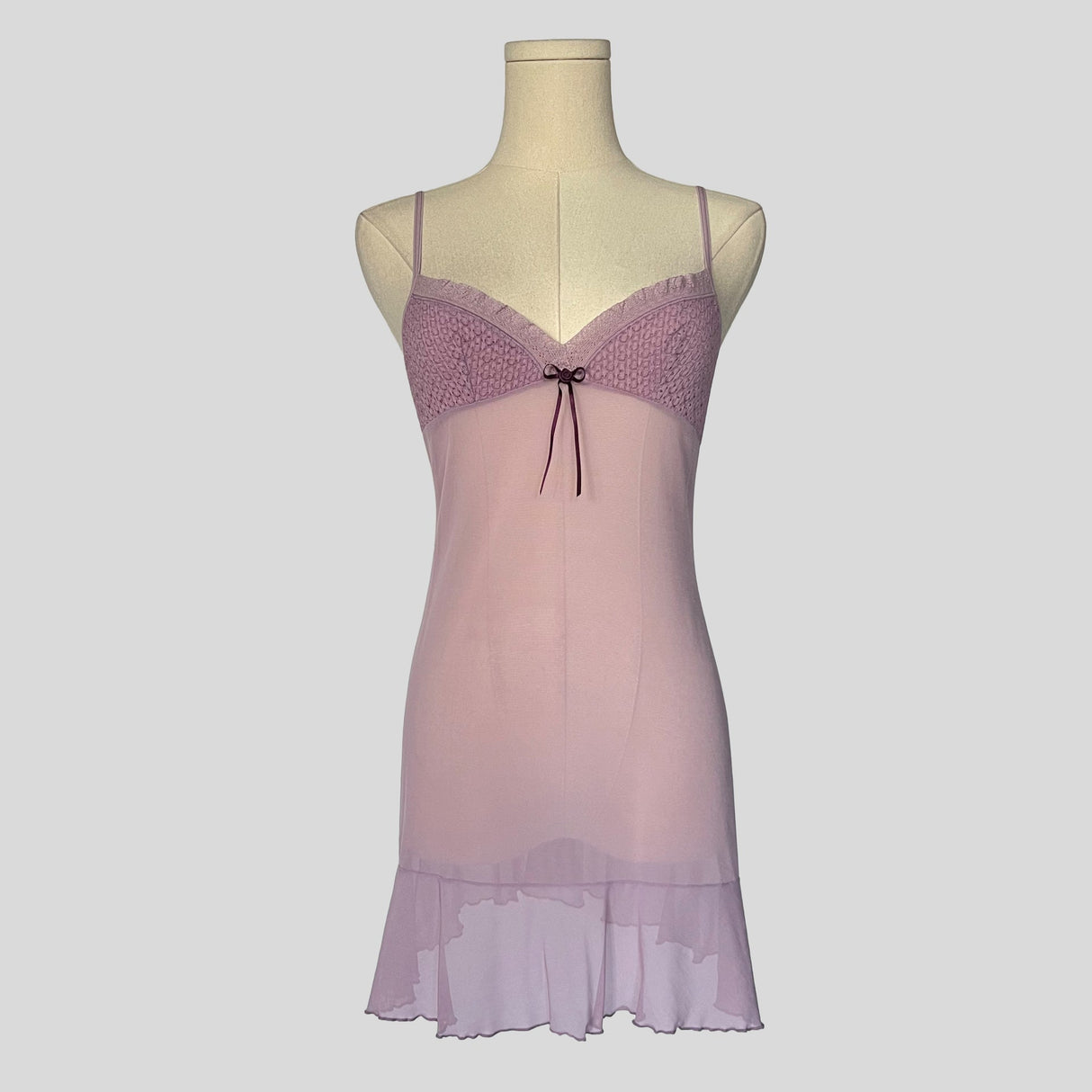 Textured bust ruffled slip dress in purple