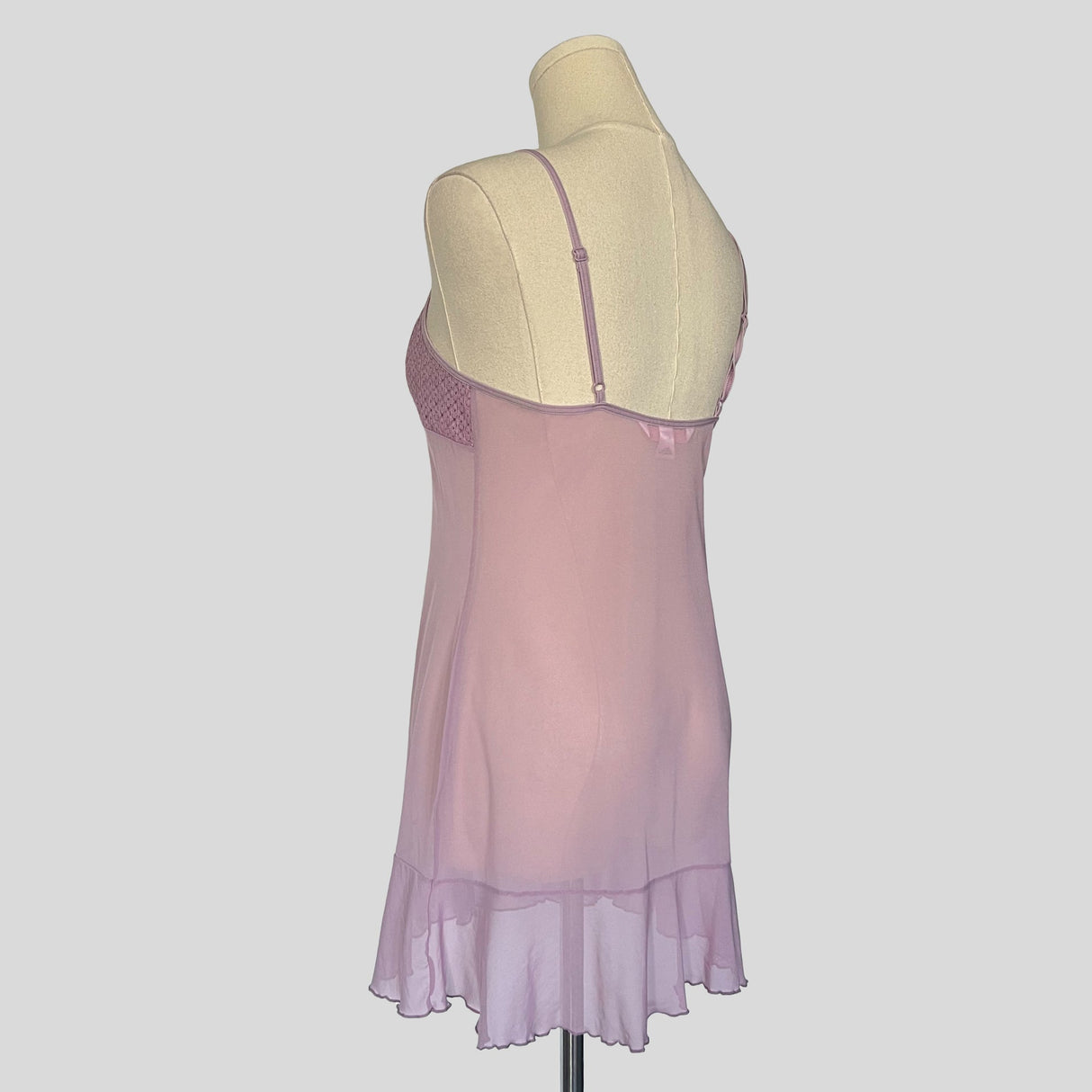 Textured bust ruffled slip dress in purple
