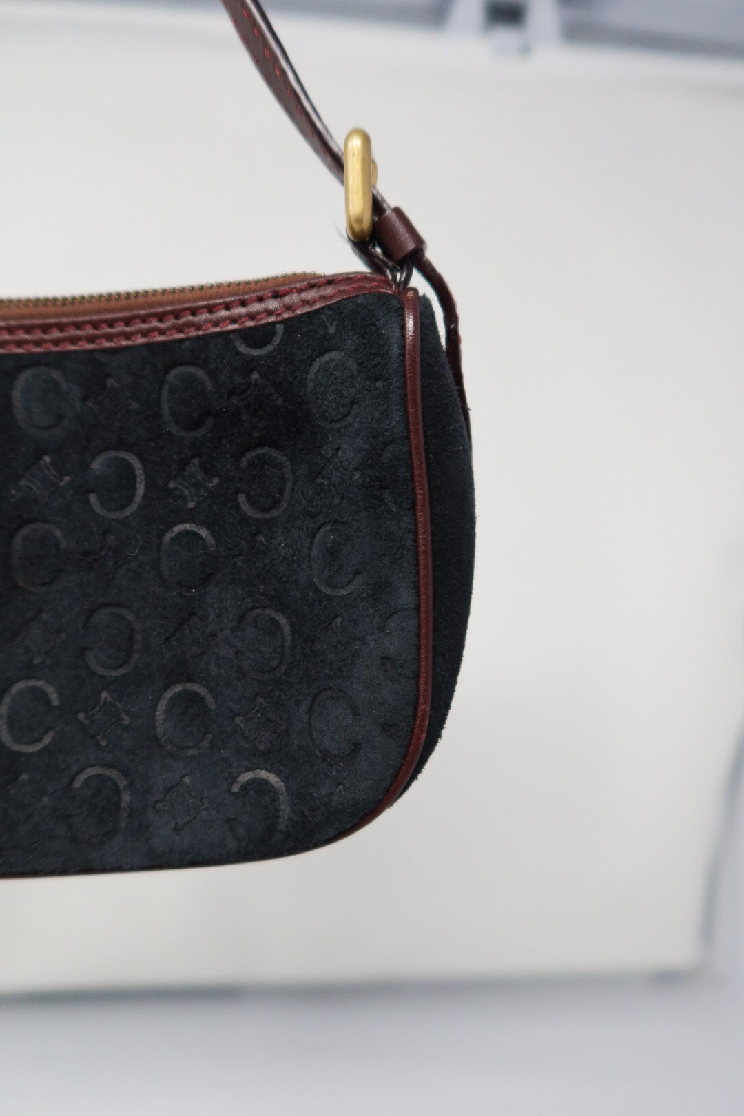 Celine Suede Black Shoulder Bag