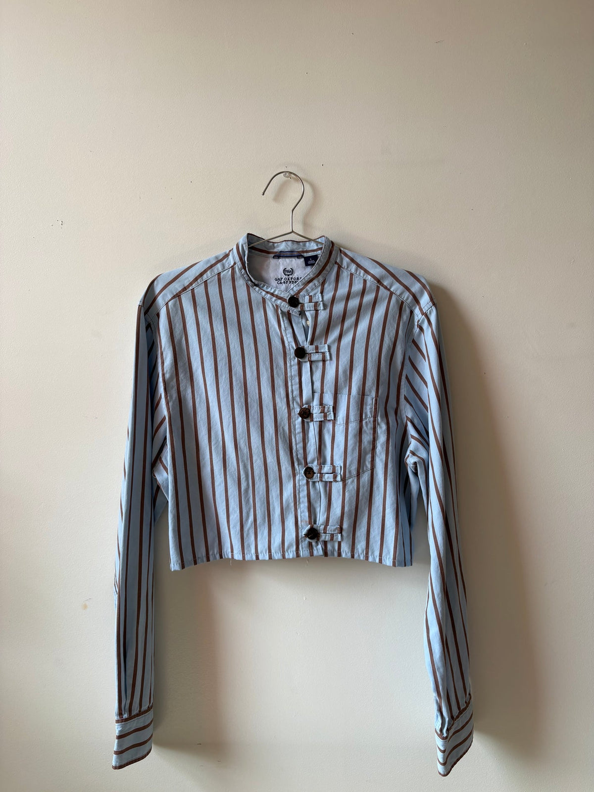 Asian inspired upcycled button up shirt
