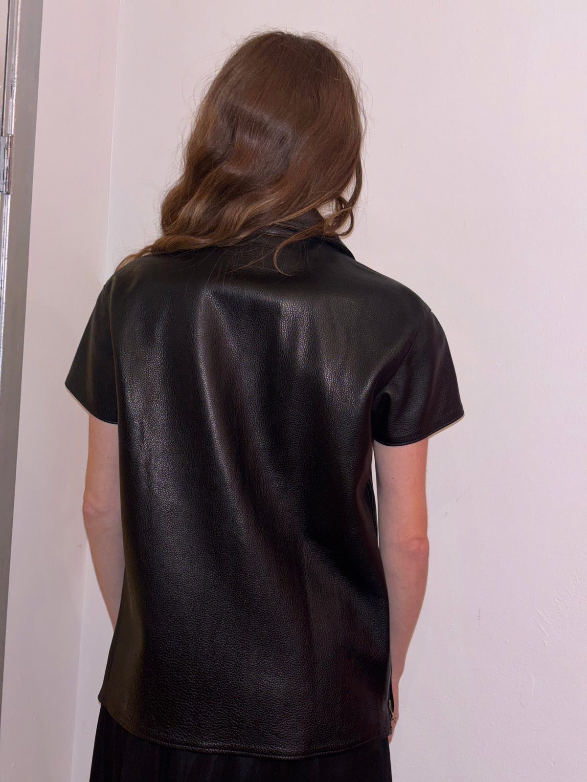 bespoke short sleeve leather shirt