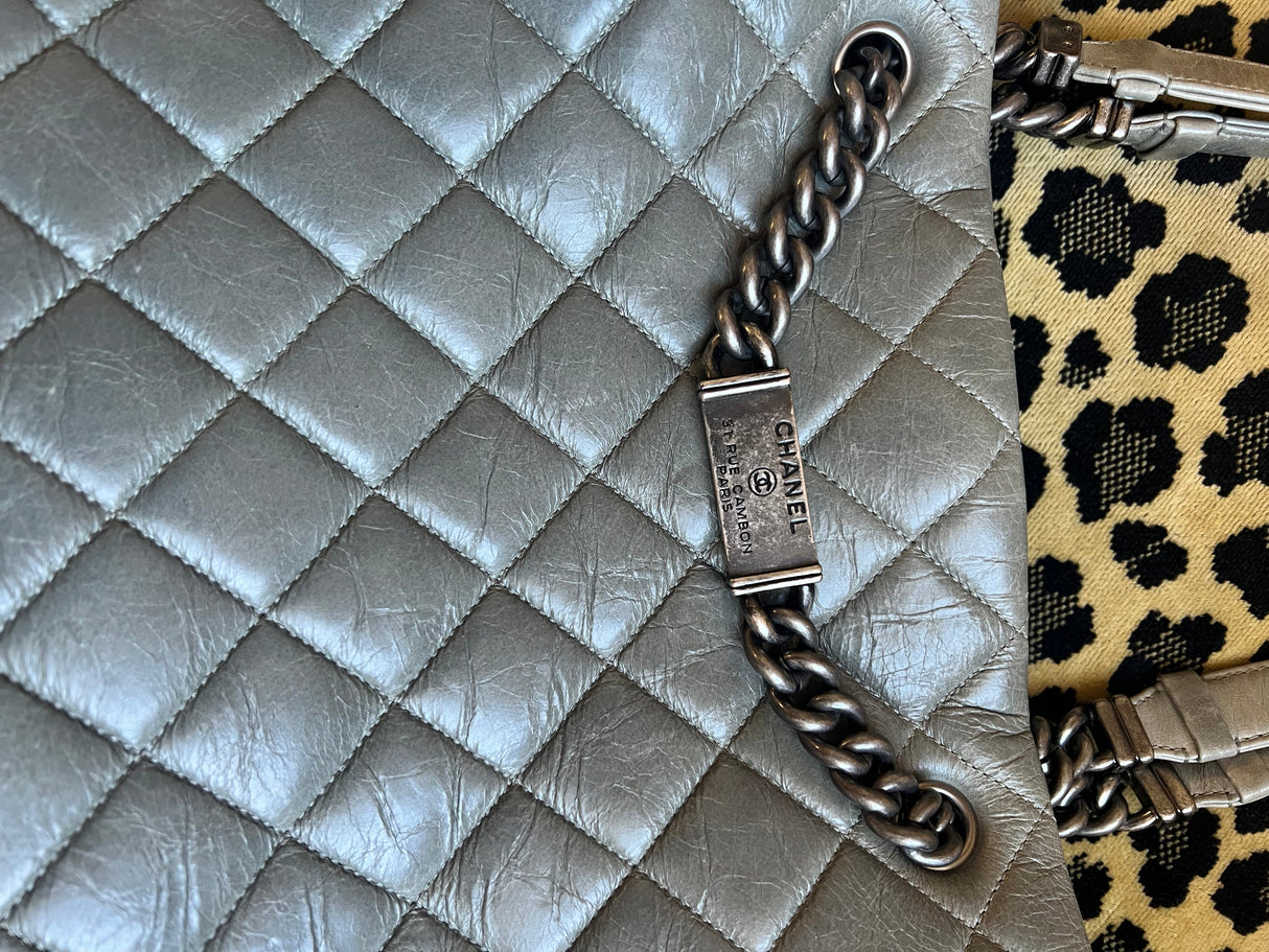Chanel Grey Quilted Tote