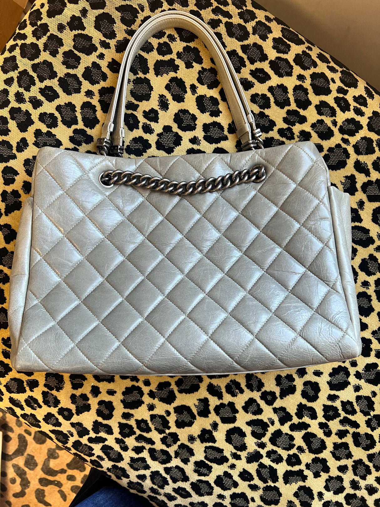 Chanel Grey Quilted Tote