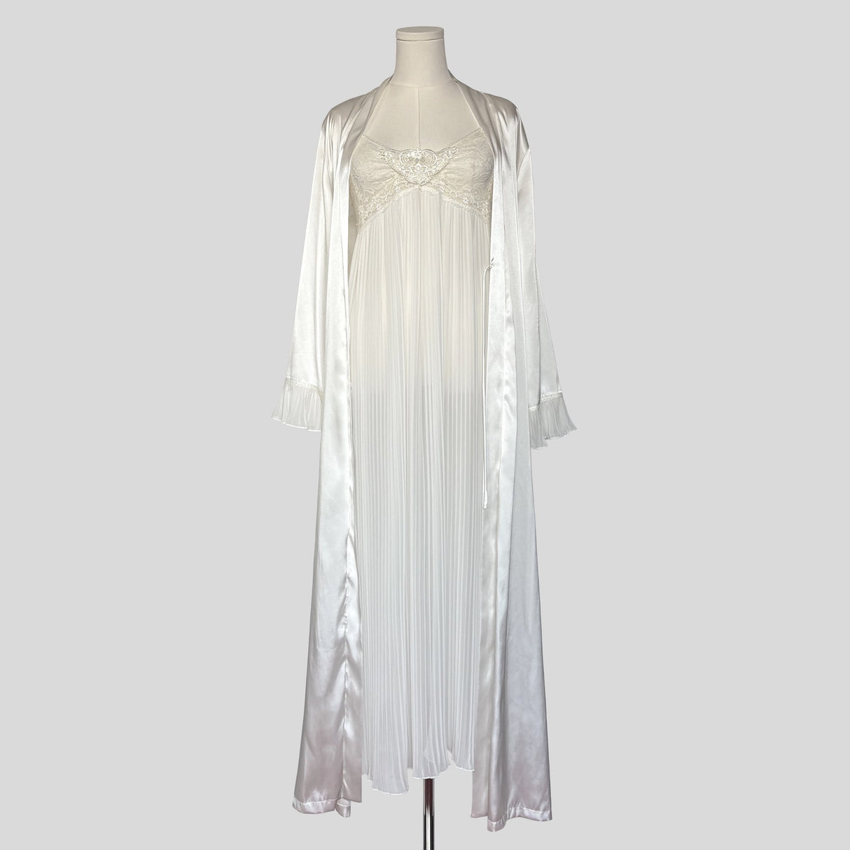 Bridal pleated slip and robe set