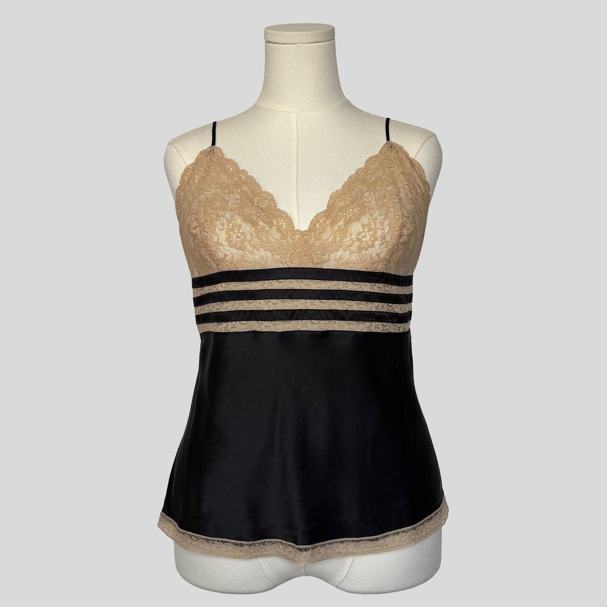 Lace bust striped cami