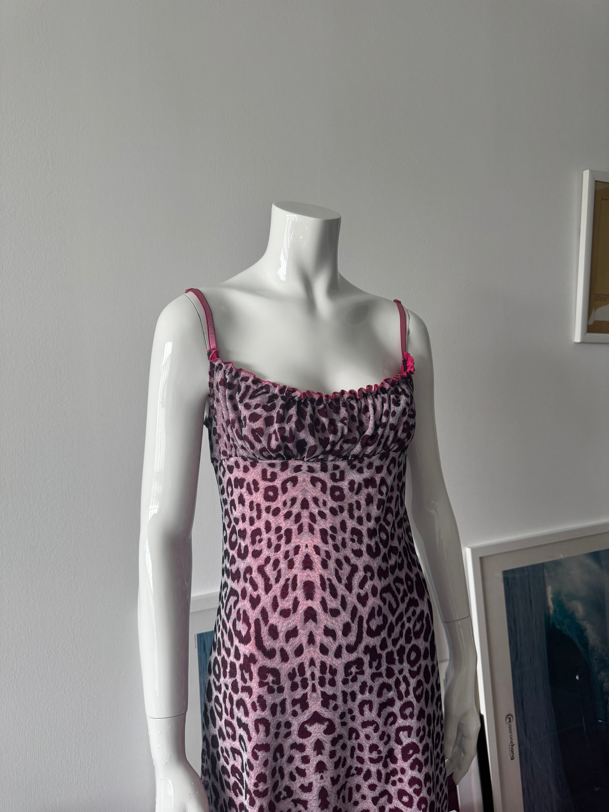 Pink Leopard Print Milkmaid Mini Dress