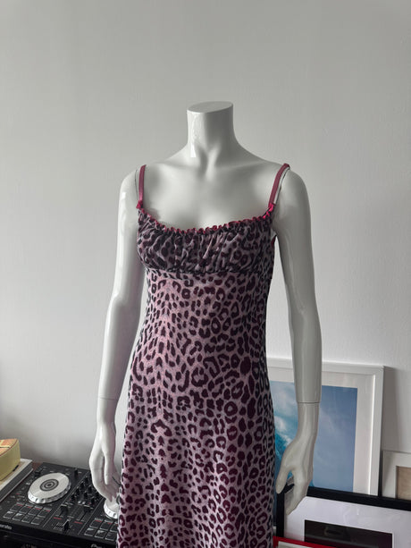 Pink Leopard Print Milkmaid Mini Dress