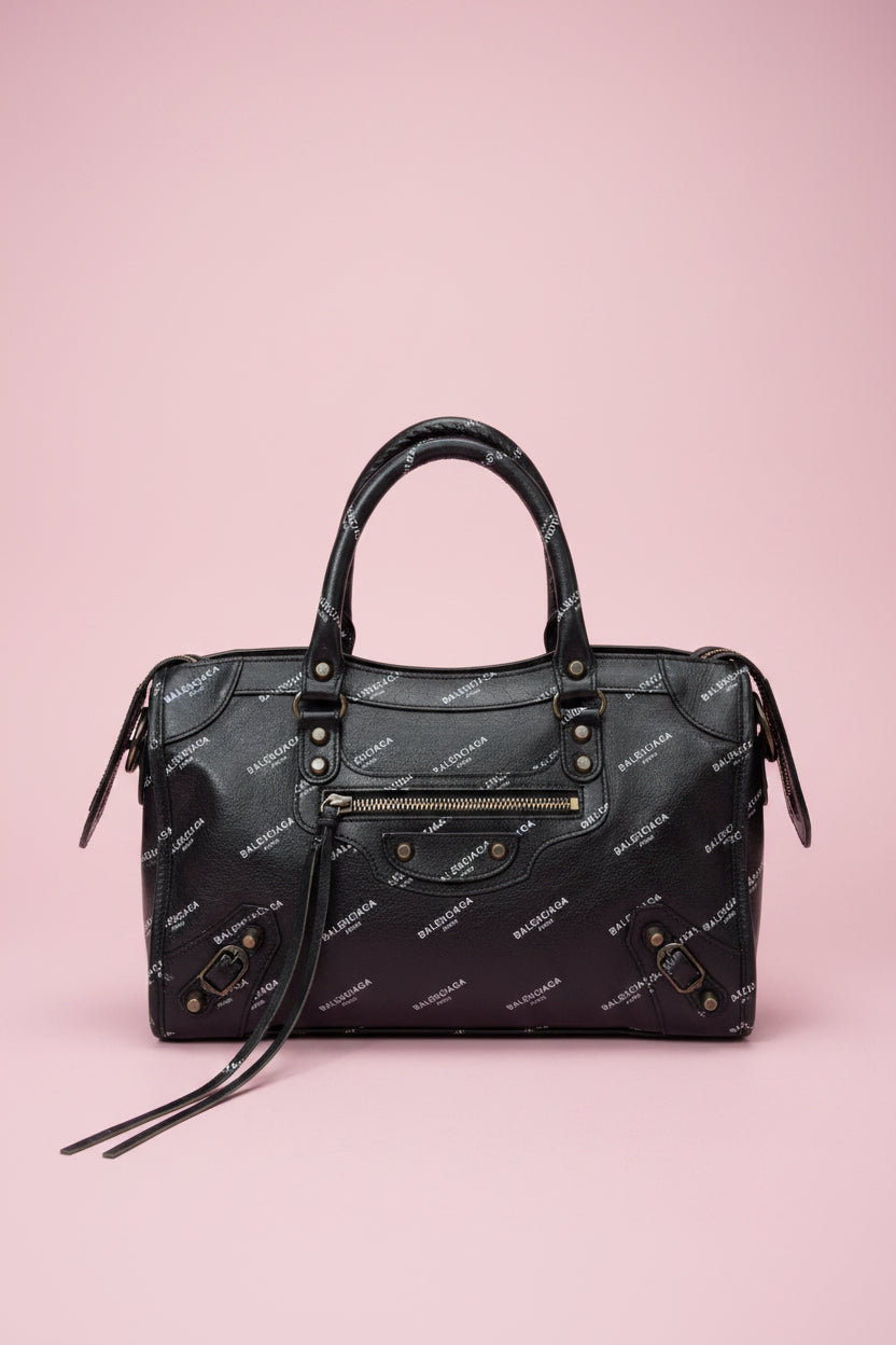 #22 balanciaga logo black small city bag
