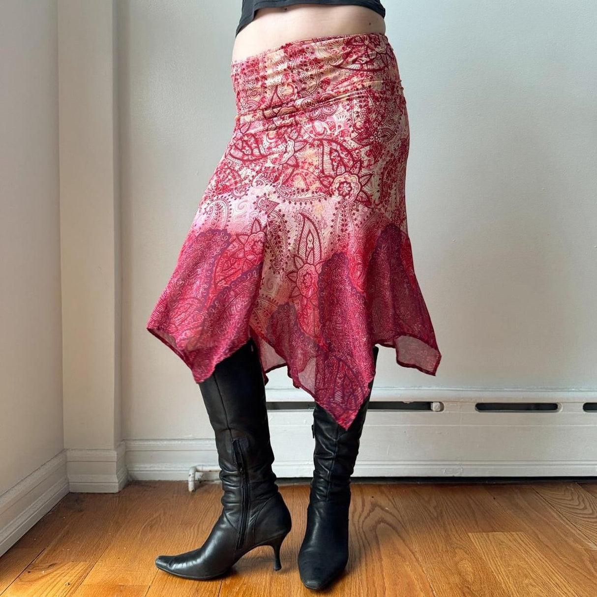 Italian Pink Paisley Midi Skirt